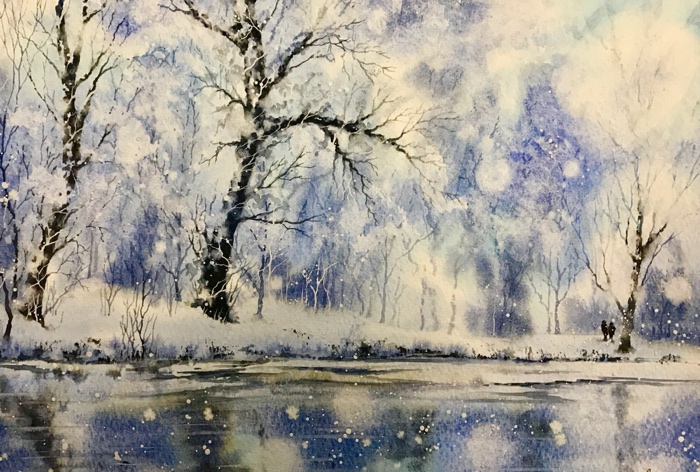 Winter scene in watercolour
